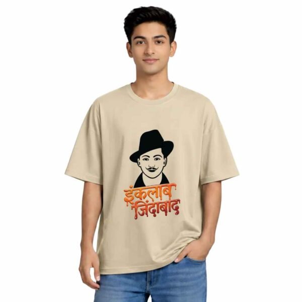 Unisex-Oversized-Artistic-Ink-Drip-Inquilab-Zindabad-Bhagat-Singh-Tshirt